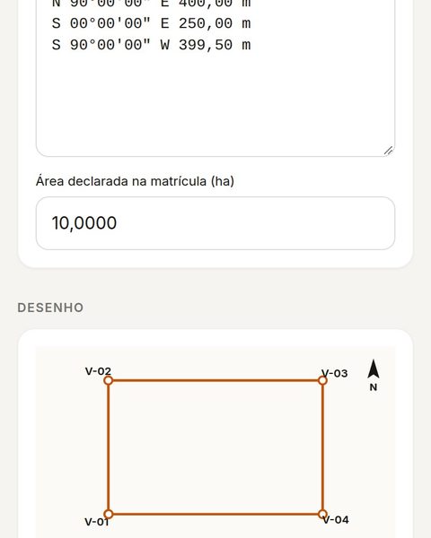 Tela da ferramenta Memorial da matrícula