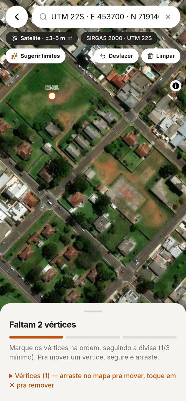 Tela de medição: área de 0,88 ha marcada no satélite